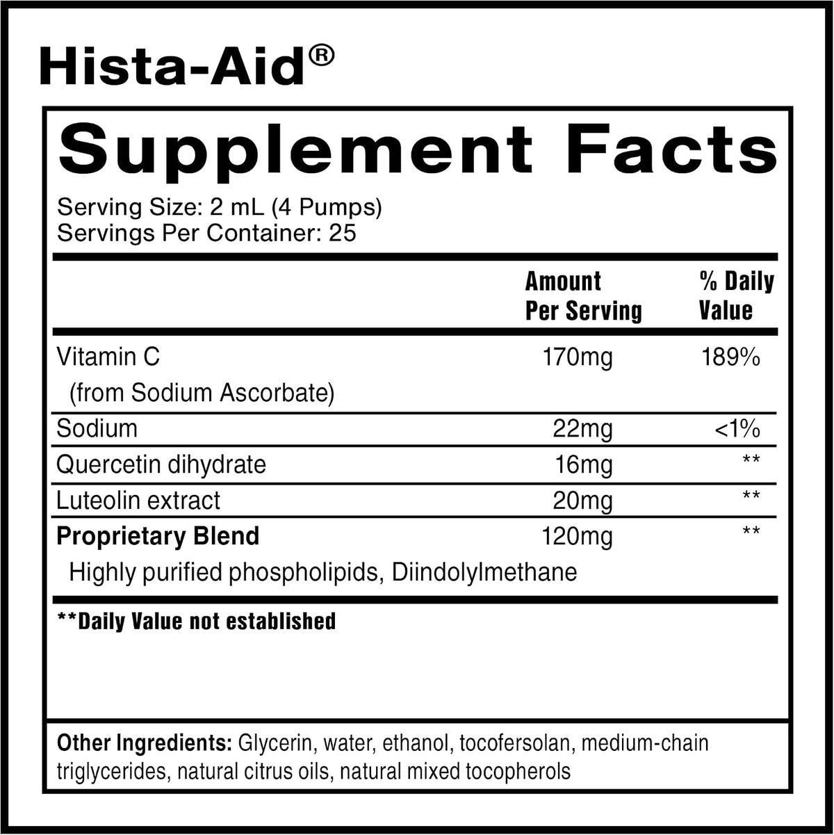 Quicksilver Scientific Nanoemulsified Hista-Aid - Liposomal Vitamin C, DIM, Luteolin & Quercetin Liquid (50ml) - görsel 2