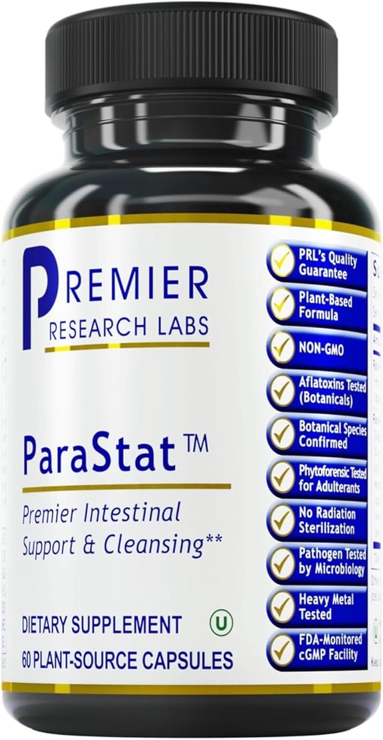 Premier Research Labs ParaStat – Intestinal Cleanse, Natural Gut Cleanse for Women and Men – 90 Capsules (30-Day Supply) - görsel 1