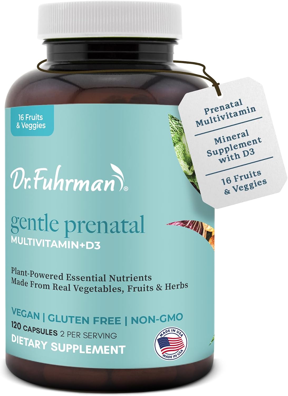 Dr. Fuhrman Prenatal Vitamins for Women - Doctor-Formulated with Natural Folate, B12, Choline & Iodine - 120 Capsules - görsel 1