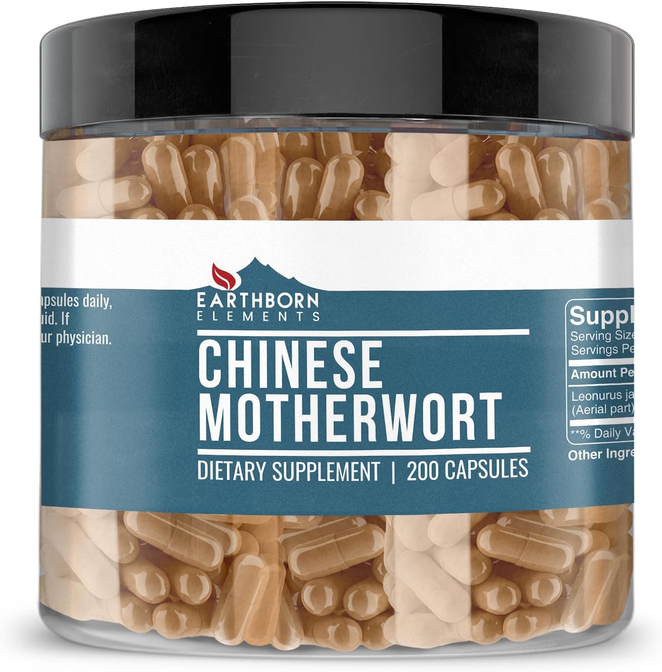 Earthborn Elements Chinese Motherwort 200 Capsules, Pure & Undiluted, No Additives - görsel 1