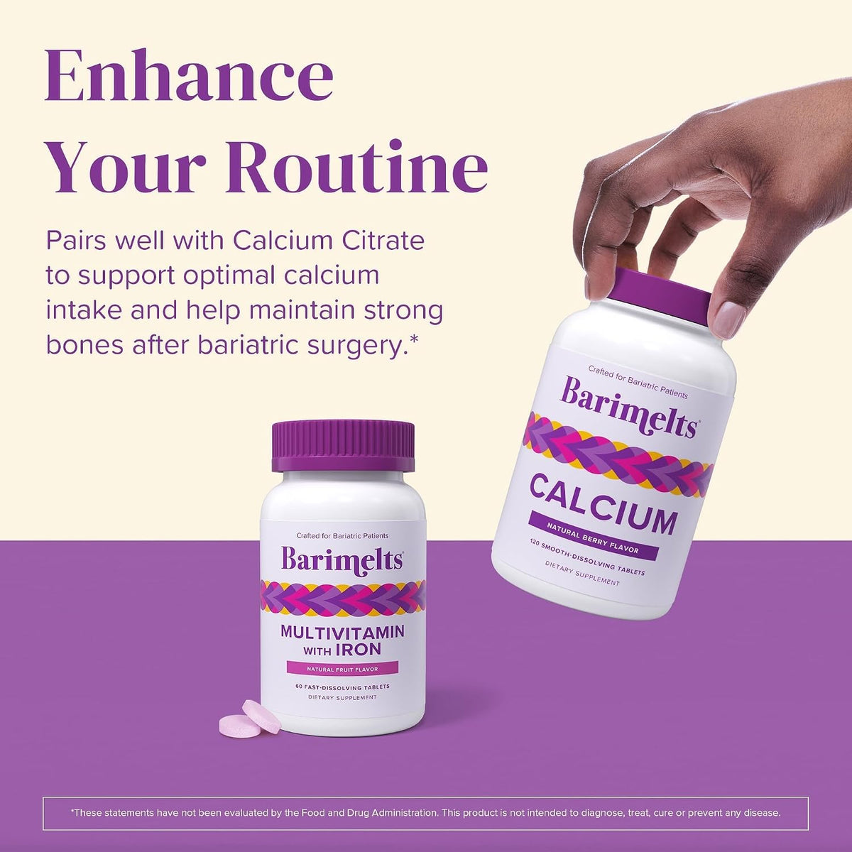 BariMelts Bariatric Multivitamin with Iron, 60 Fast-Dissolving Tablets (1-Month Supply), Sugar-Free Bariatric Vitamins for Women, Natural Fruit Flavour - görsel 7