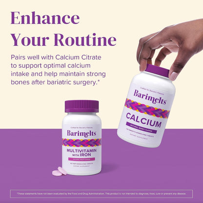 BariMelts Bariatric Multivitamin with Iron, 60 Fast-Dissolving Tablets (1-Month Supply), Sugar-Free Bariatric Vitamins for Women, Natural Fruit Flavour