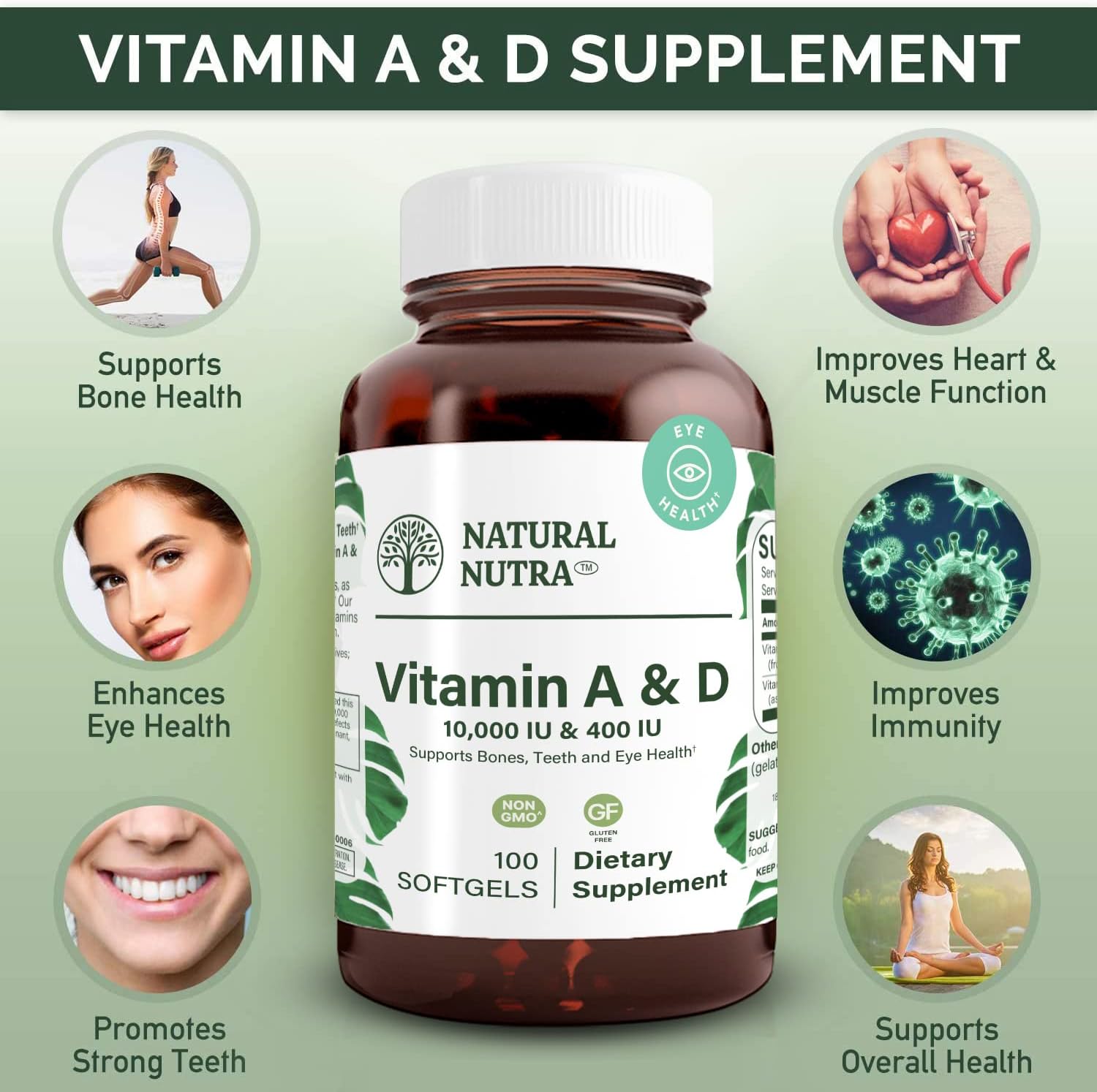 Natural Nutra Vitamin A & D - 10000 IU / 400 IU, 100 Softgels - görsel 3