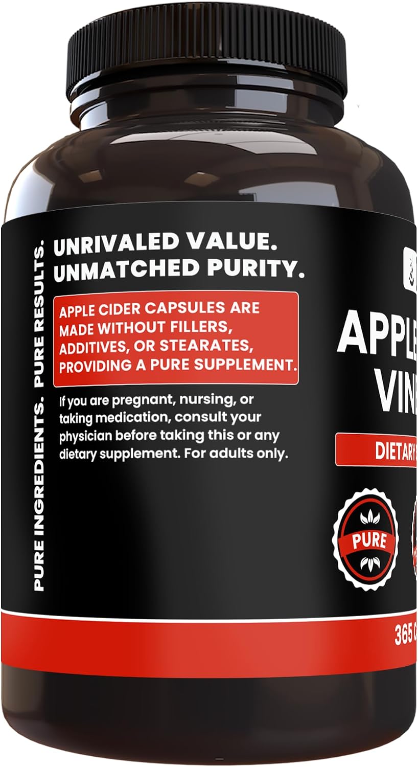 Pure Original Ingredients Apple Cider Vinegar (365 Capsules) – No Magnesium or Rice Fillers - görsel 3