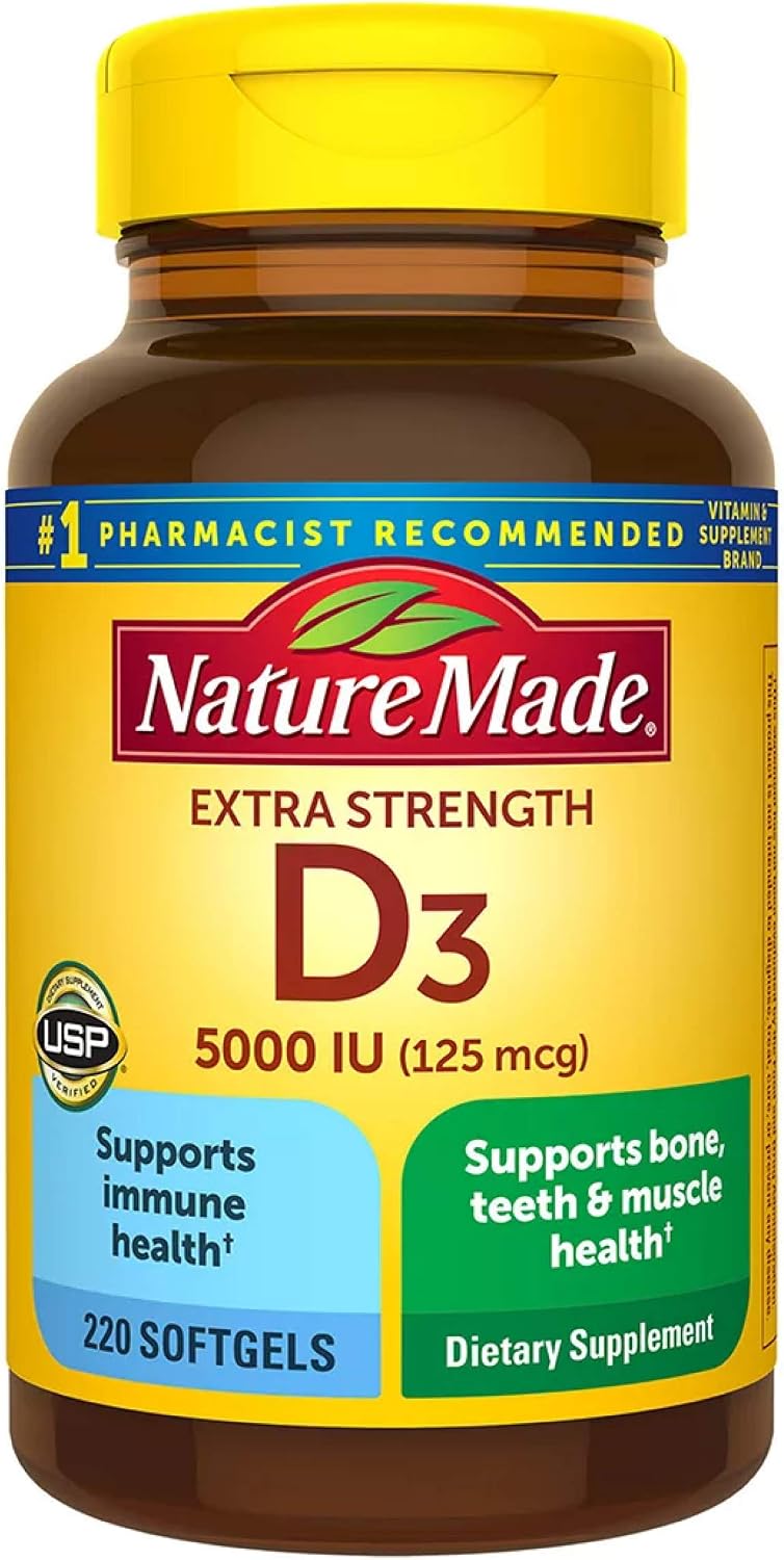Nature Made Vitamin D3 5000 IU Softgels, 220 Count - görsel 2