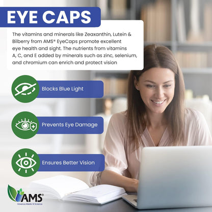 America Medic & Science EyeCaps (30 Caplets) - Vision Health Supplement with Lutein, Zinc, and Vitamins A, C, E, B2
