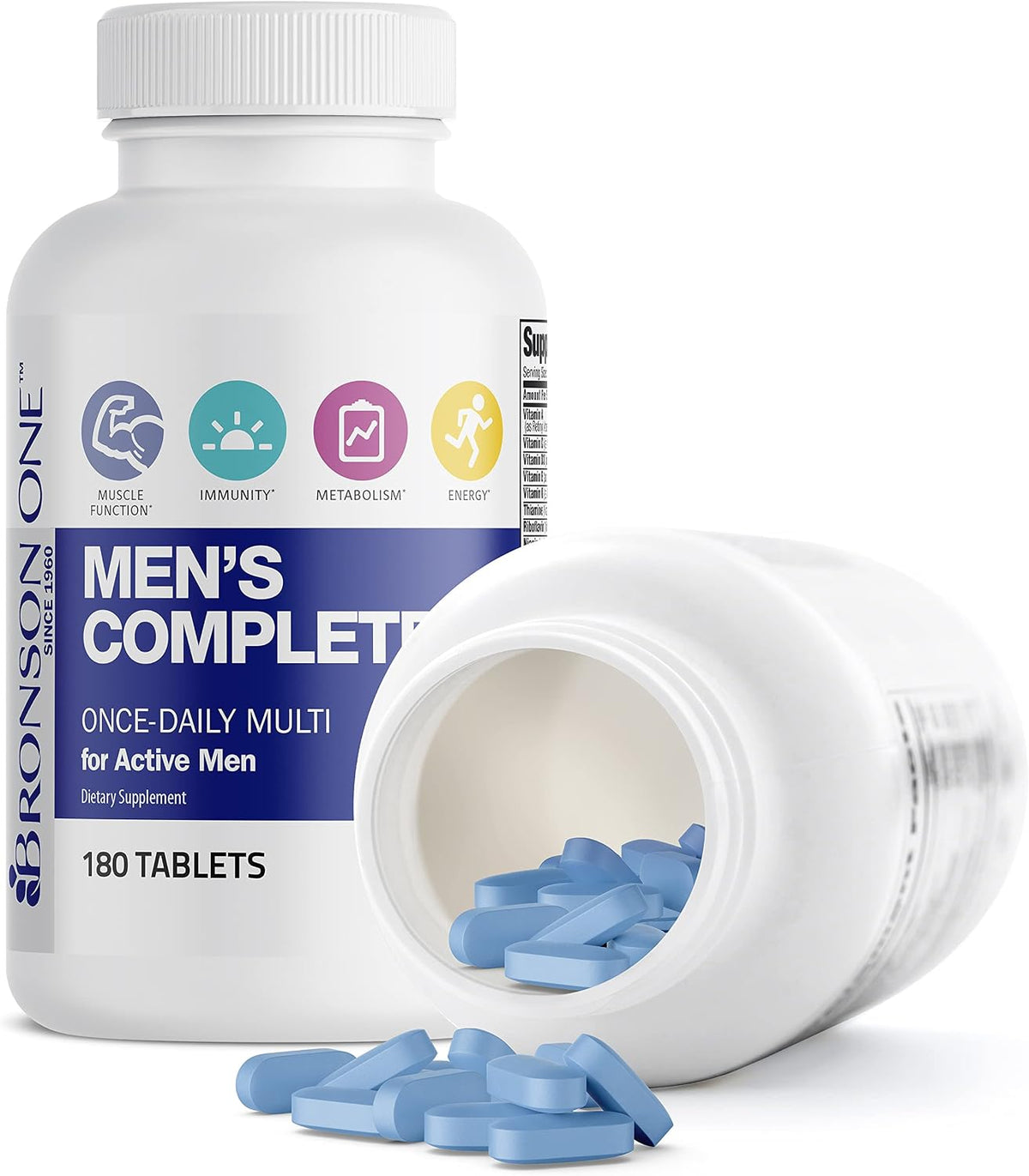 Bronson ONE Daily Men’s Complete Multivitamin Multimineral Once-Daily Multi for Active Men, 180 Tablets - görsel 6