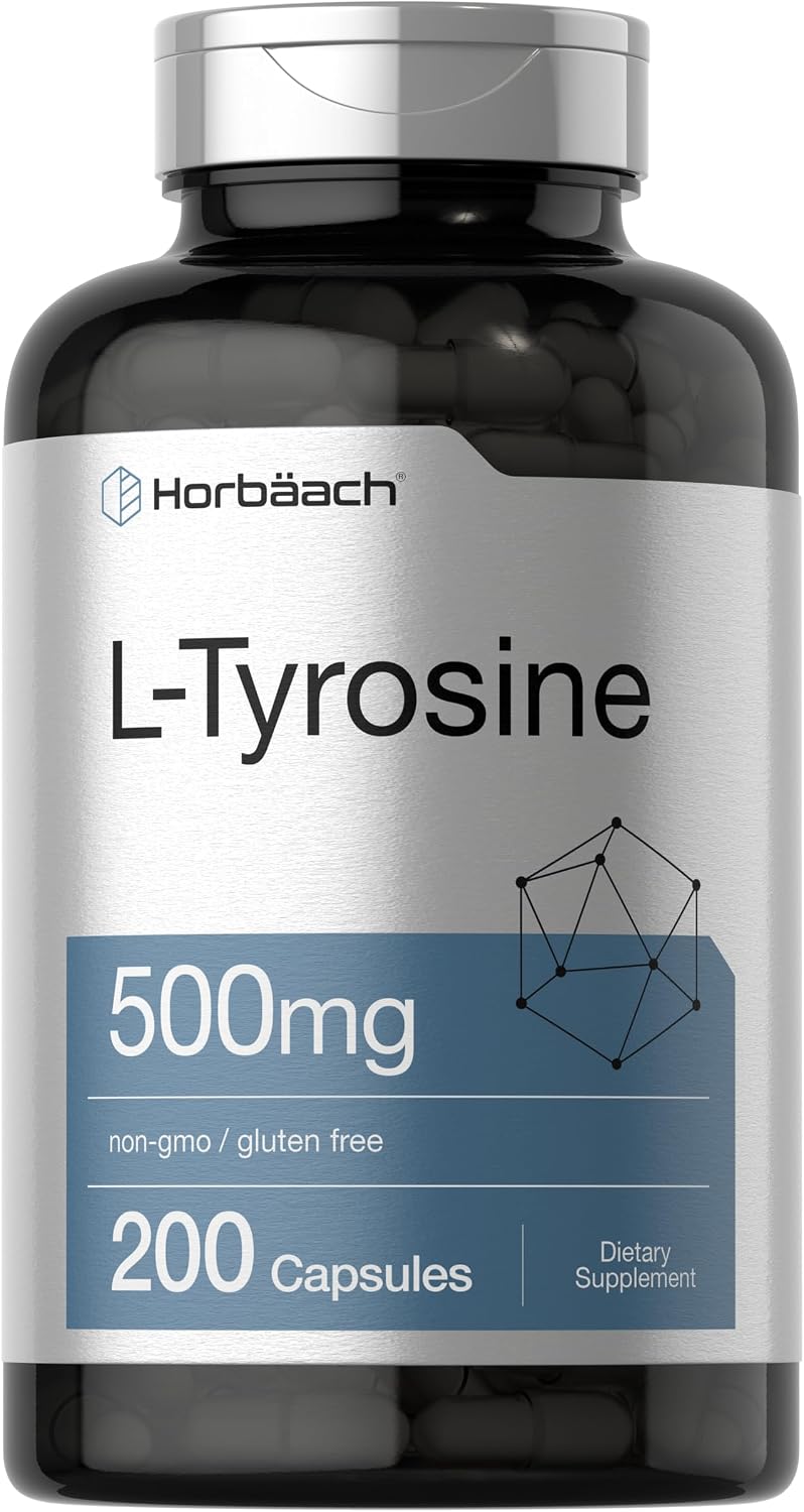 Horbaach L-Tyrosine 500mg – 200 Capsules – Amino Acid Supplement - görsel 1