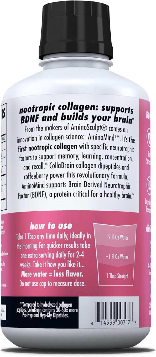 HEALTH DIRECT - AminoMind - Nootropic Collagen Supplement for Brain Health and BDNF - Pro-Hyp & Hyp-Gly Dipeptides, Coffeeberry Antioxidants - Blackberry - 414 ml (28 Servings) - görsel 8