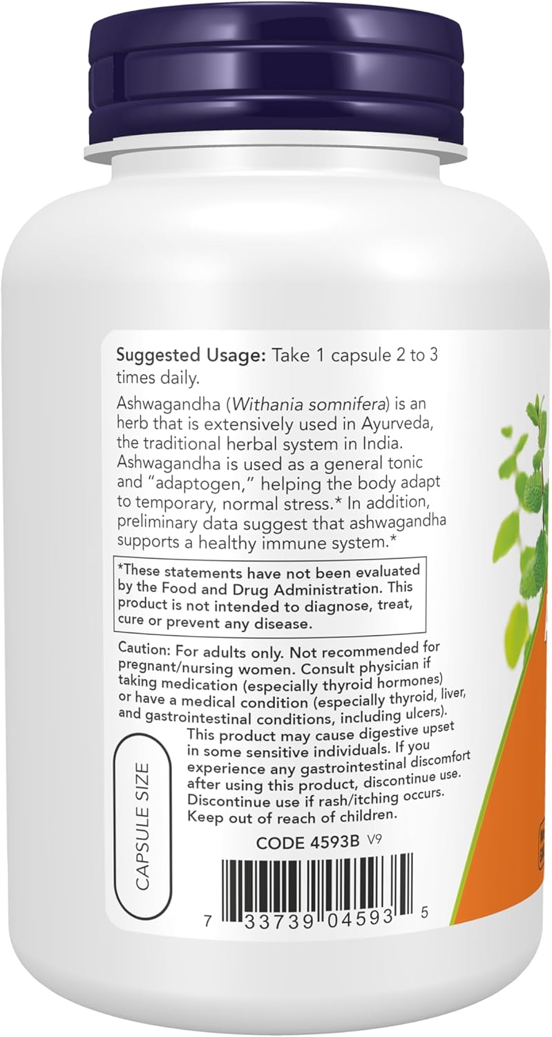 NOW Foods Supplements, Ashwagandha (Withania somnifera) 450 mg (Standardised Extract), 180 Veg Capsules - görsel 3