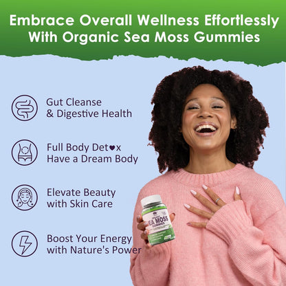 Sea Moss Gummies – Irish Sea Moss Supplement with Bladderwrack, Burdock Root & Apple Cider Vinegar (2-Pack)