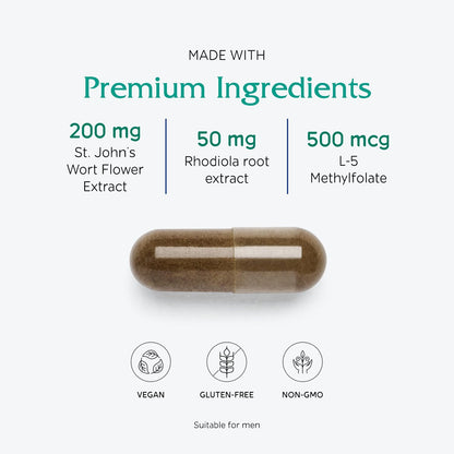 Vitanica Uplift – Mood and Emotional Support Supplement, Vegan, 120 Capsules