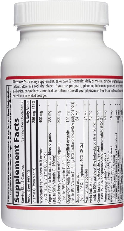 Vibrant Health Super Natural C, 120 mg / 1600 ORAC, Capsules, 60 Count – Image 7