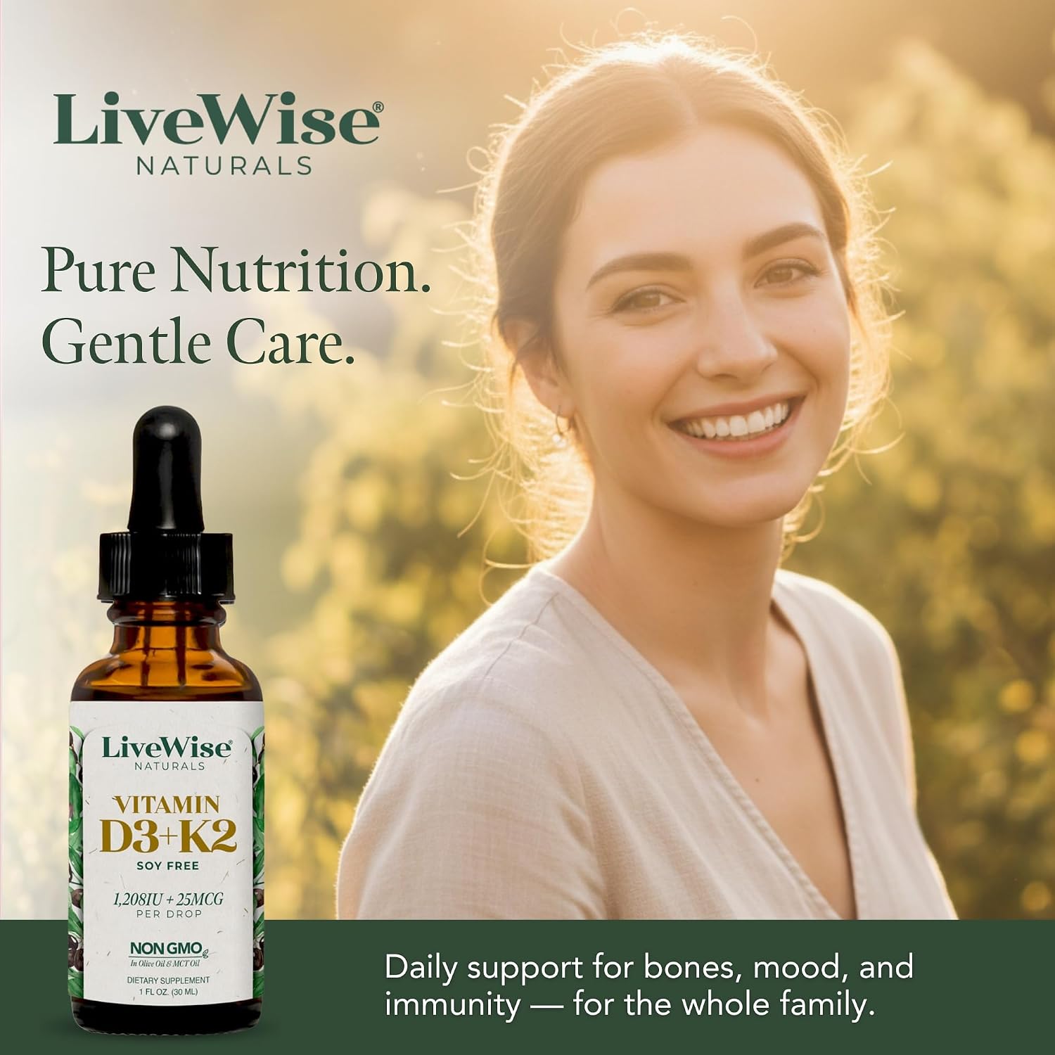 Live Wise Naturals Vitamin D3 & K2 Drops, 1208 IU D3 with 25 mcg K2 (MK-7), 930 Drops - görsel 8