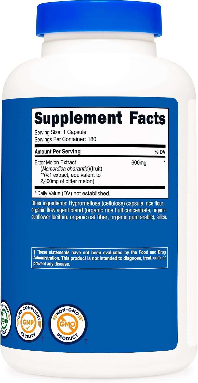 Nutricost Bitter Melon 600mg, 180 Capsules (3 Bottles) - görsel 5