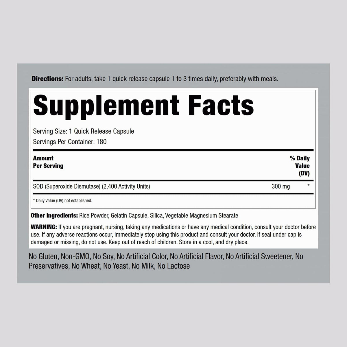 Piping Rock Superoxide Dismutase | 300 mg | 180 Capsules - görsel 2