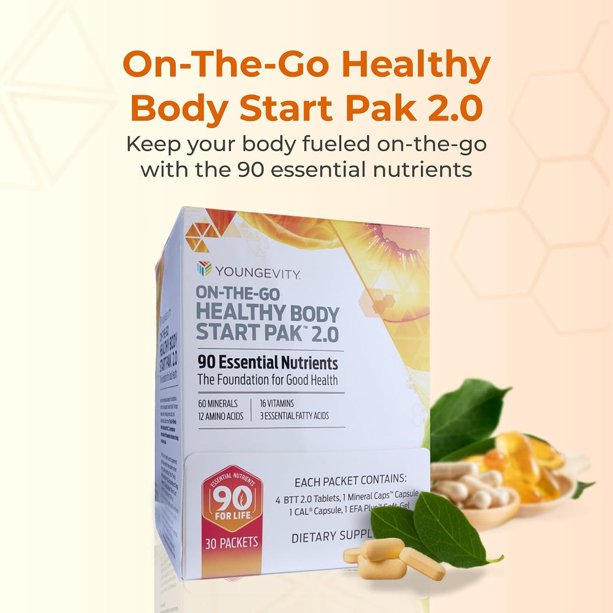 Youngevity On-The-Go Healthy Body Start Pack 2.0 - Complete Multivitamin, Mineral, EFA & Amino Acid Supplement (30-Day Supply) with 91 Essential Nutrients - görsel 2