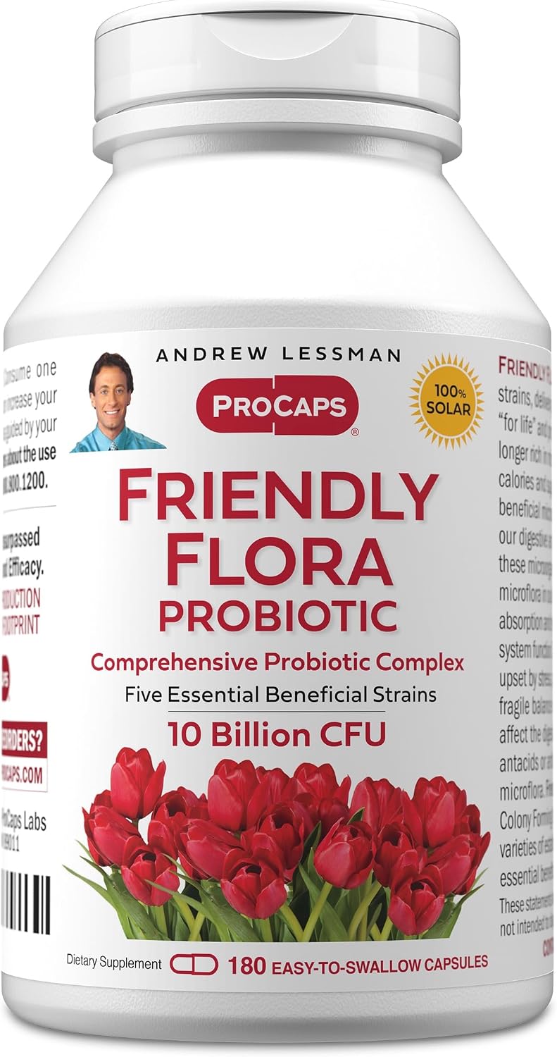 ANDREW LESSMAN Friendly Flora Probiotic - 10 Billion CFU, 180 Capsules - görsel 1