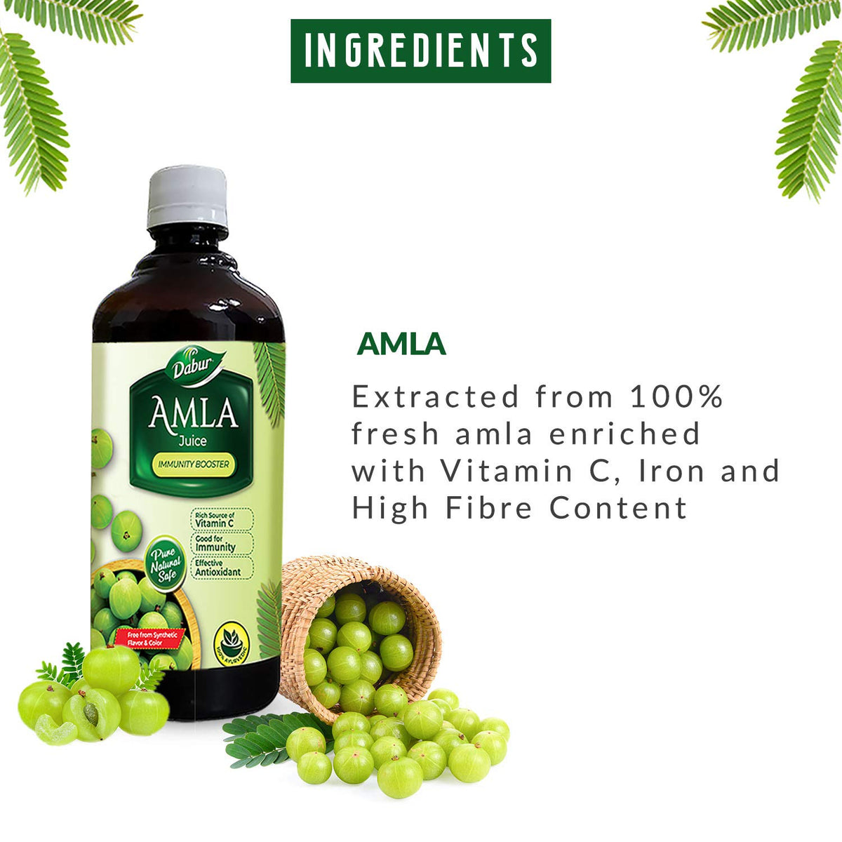 Dabur Amla Juice - Rich Source of Vitamin C - 100% Ayurvedic Health Juice - 1 Litre - görsel 3
