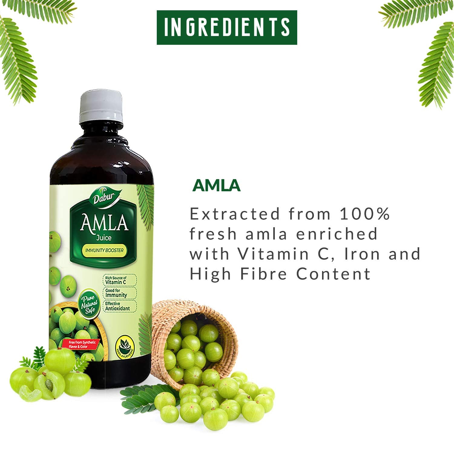 Dabur Amla Juice - Rich Source of Vitamin C - 100% Ayurvedic Health Juice - 1 Litre - görsel 3