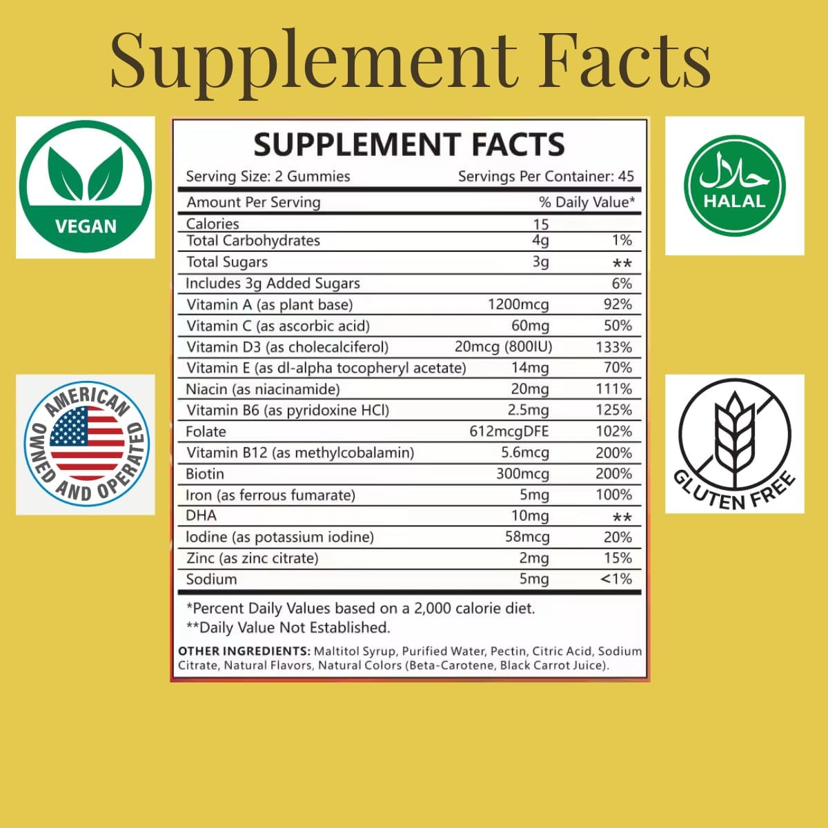 MonesAli Prenatal Gummies for Women - Vegan Halal Prenatal & Postnatal Multivitamin with Folate, DHA, Iron & Biotin - Supports Healthy Pregnancy, Postnatal Energy & Hair Health, 90 Count - görsel 2