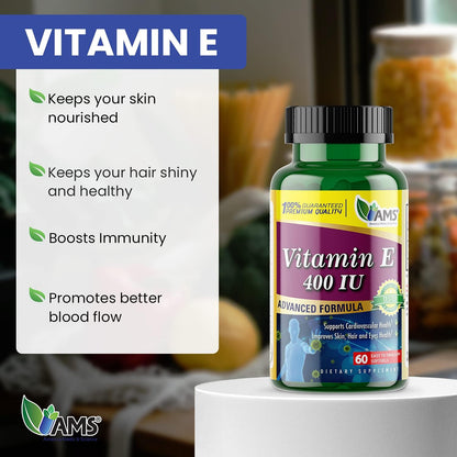 America Medic & Science Vitamin E 400 IU (60 Softgels) Food Supplement