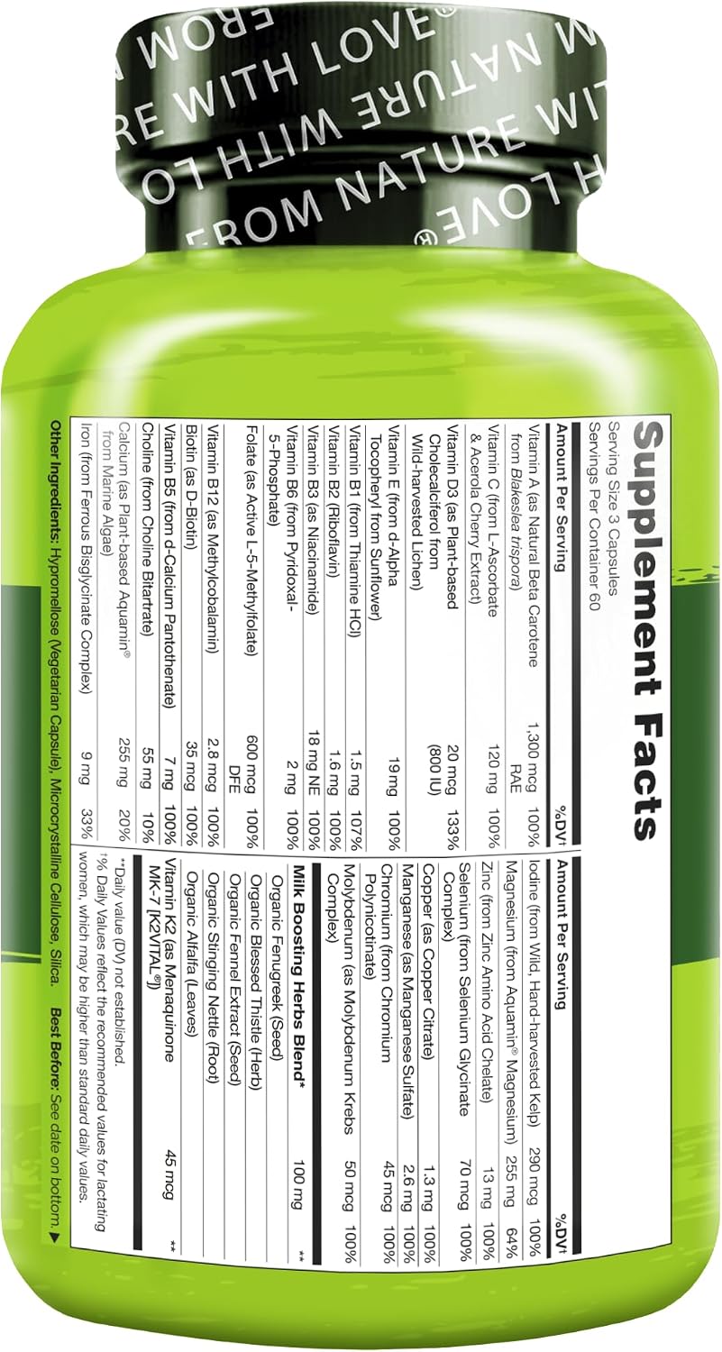 NATURELO Postnatal Multivitamin | Plant-Based Supplement for Breastfeeding Women | 180 Capsules - görsel 3