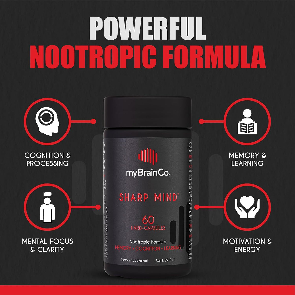 myBrainCo. Sharp Mind - Nootropic Food Supplement for Memory and Focus - 60 Vegetarian Capsules - görsel 2