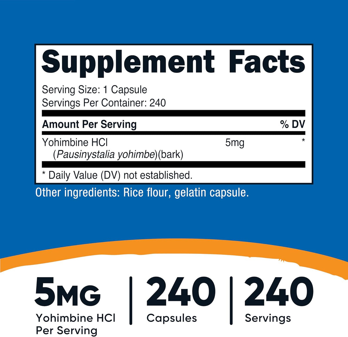 Nutricost Yohimbine HCl 5mg, 240 Capsules Extra Strength - görsel 2