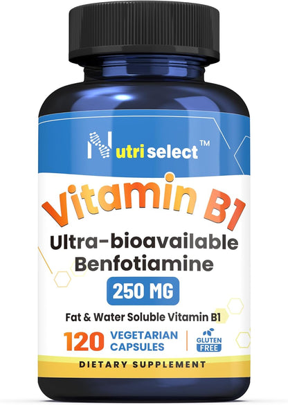 Nutriselect Vitamin B1 250mg, 120 Capsules, Non-GM, Vegan, Gluten-free, Benfotiamine