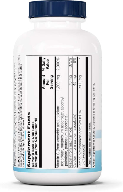 Nutra BioGenesis BioPotent C - Vitamin C with Citrus Bioflavonoids, 135 Vegan Capsules