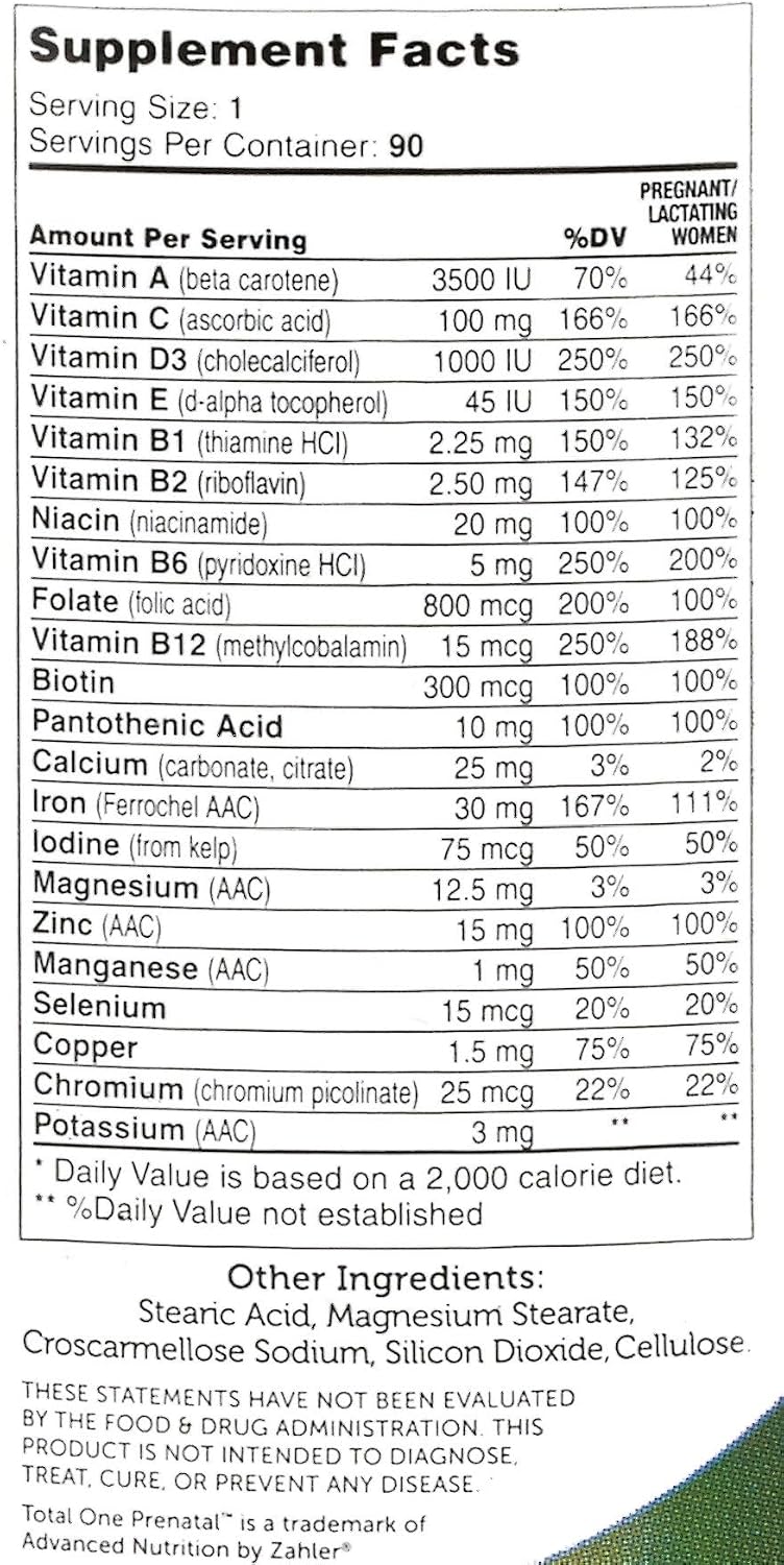 Zahler - Total One Prenatal Vitamins for Women (90 Capsules) - görsel 5