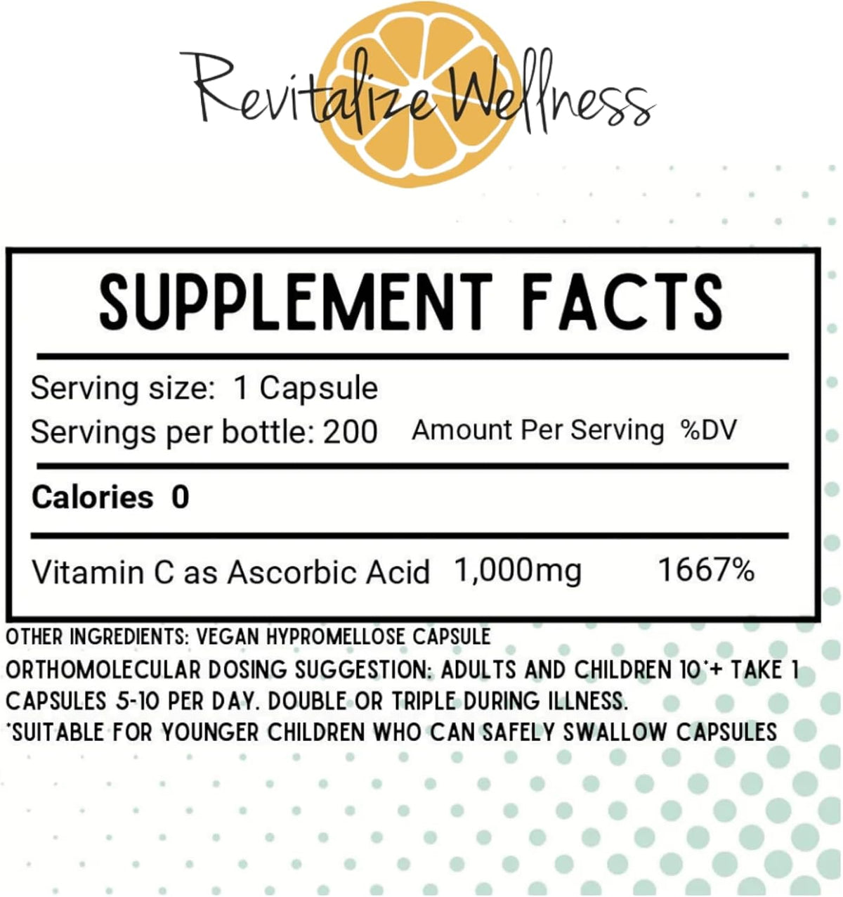 Revitalise Wellness Vitamin C 1000 mg Capsules – Pure, Non-GM, Maize Free – 200 Capsules - görsel 2