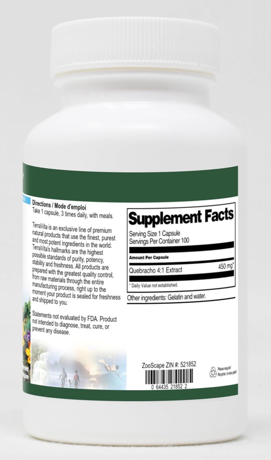 TerraVita Quebracho 4:1 Extract - 450 mg, 100 Capsules - görsel 2