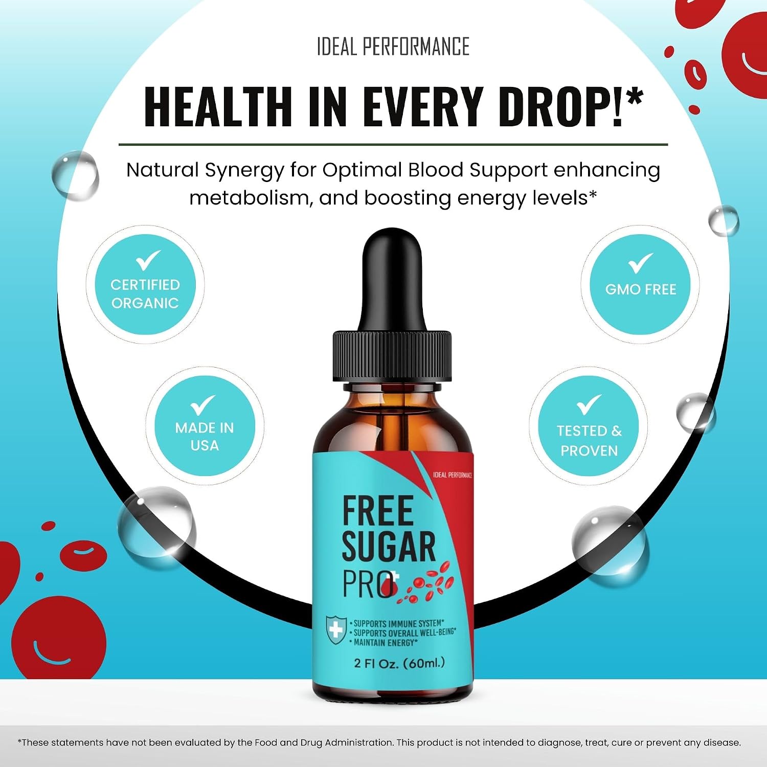 Free Sugar Pro Drops - Blood Formula Support Supplement, Maximum Strength, All Natural, 3 Pack - görsel 5