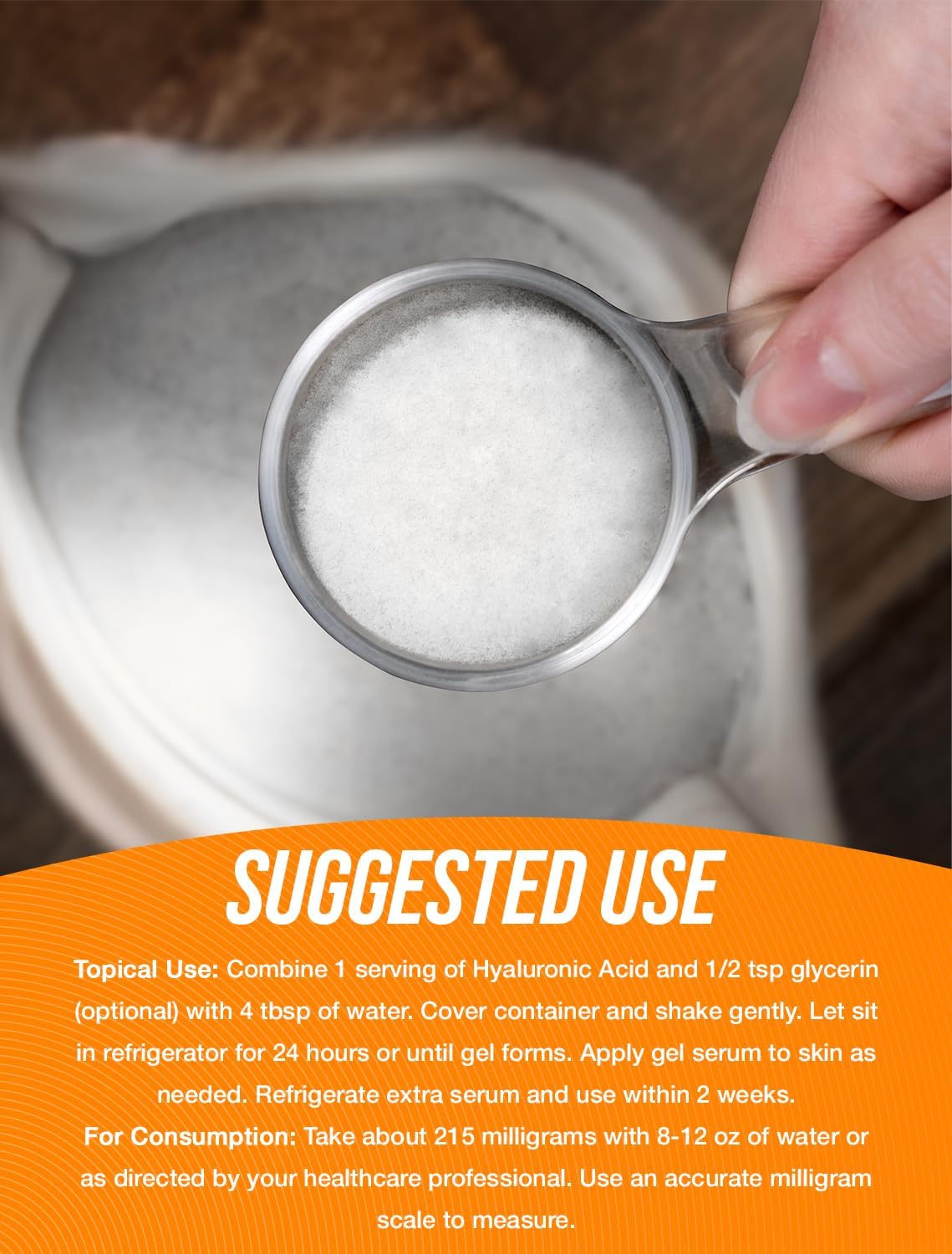 BulkSupplements Hyaluronic Acid Powder - Sodium Hyaluronate, 215mg per Serving, 25g - görsel 4