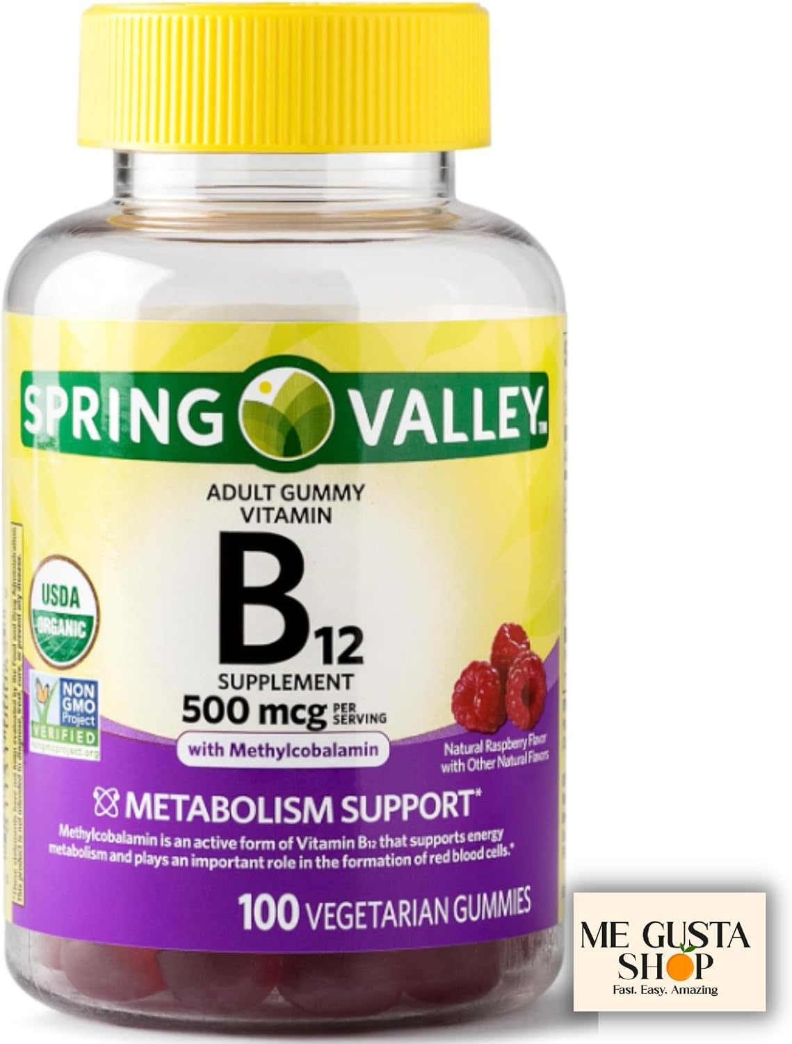 Spring Valley Vitamin B12 Gummies 500 mcg, Raspberry Flavour, 100 Count - görsel 8