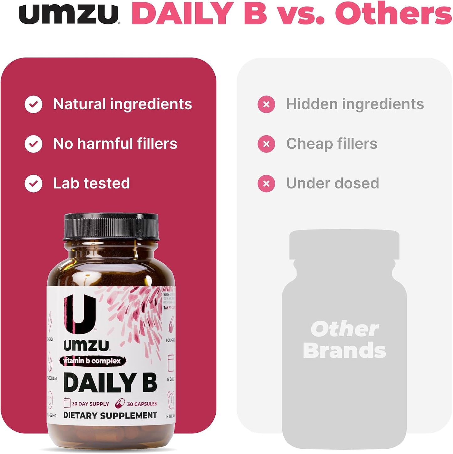 UMZU Daily B - Complete Vitamin B Complex Food Supplement, 30 Capsules - görsel 7