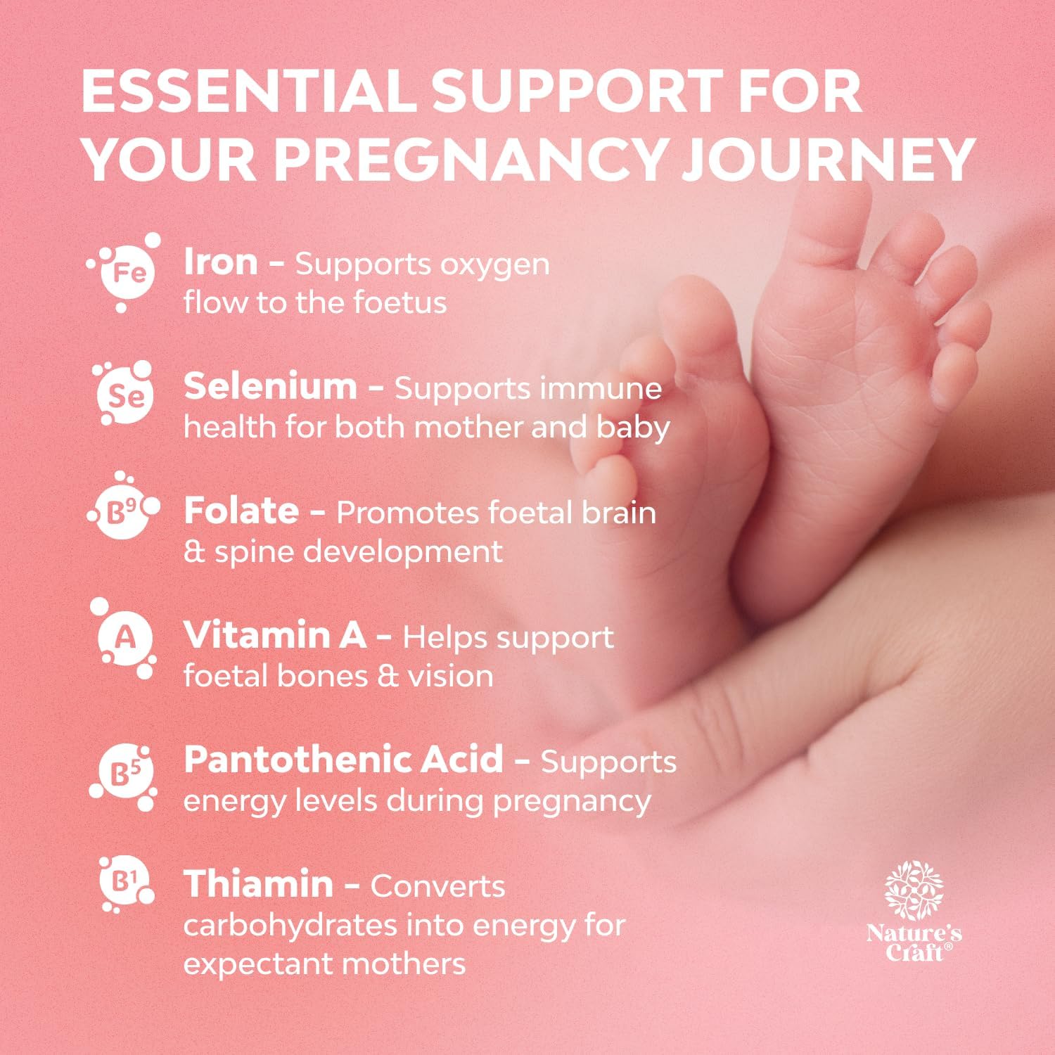 Natures Craft Vegan Prenatal Gummies for Women – Gummy Prenatal Vitamins with Iron, Folic Acid, and Superfruit Blend – Chewable Vitamins (Pineapple & Mango) – 60 Gummies - görsel 2