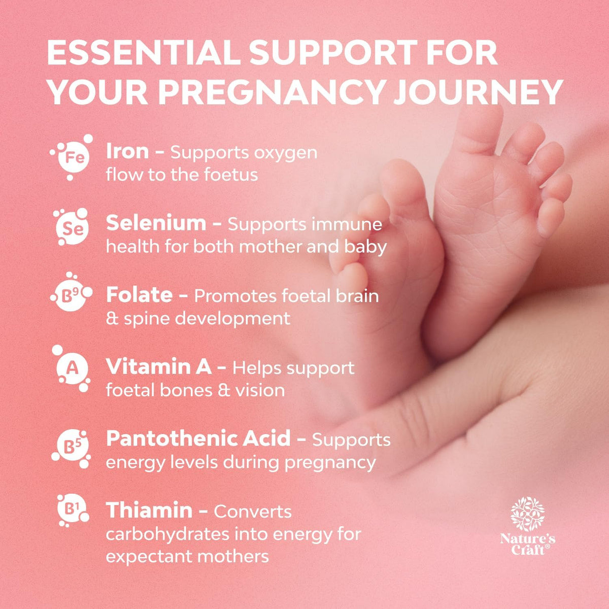 Natures Craft Vegan Prenatal Gummies for Women - Gummy Prenatal Vitamins with Iron, Folic Acid and Superfruit Blend - Chewable Vitamin Gummy Formula (Pineapple and Mango) - 90 Count - görsel 2