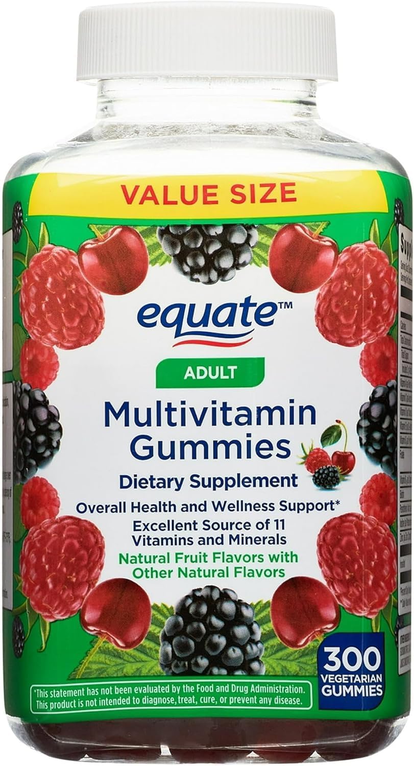 Equate Multivitamin Gummies for General Health, Natural Fruit, 300 Count - görsel 1