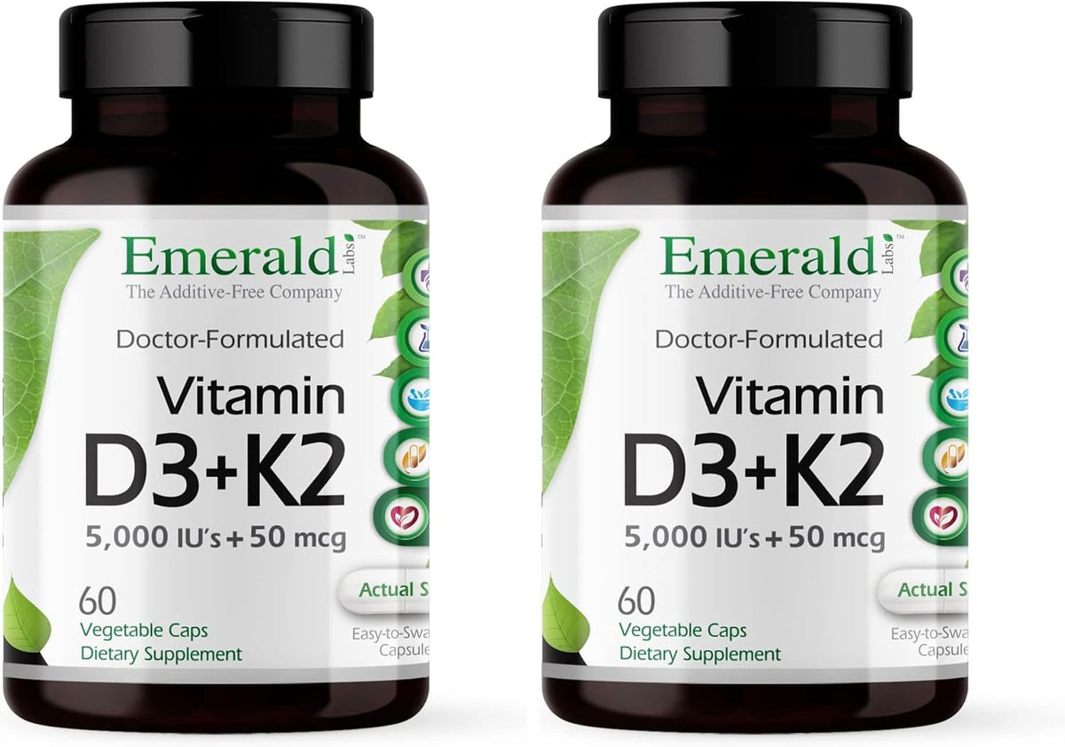 EMERALD LABS Vitamin D3+K2 - 5000 IU with VitalDelta MK-7 for Bone and Heart Support, 60 Vegetable Capsules - görsel 7