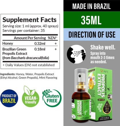 Brazilian Green Propolis Extract Throat Spray with Honey – 30 ml Oral Wellness Mist