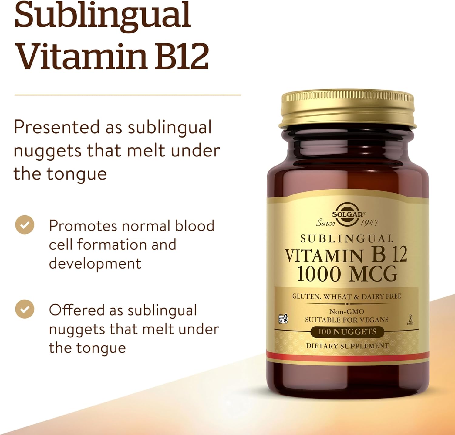 Solgar Vitamin B12 1000 mcg Sublingual Nuggets, 100 Pack - görsel 3