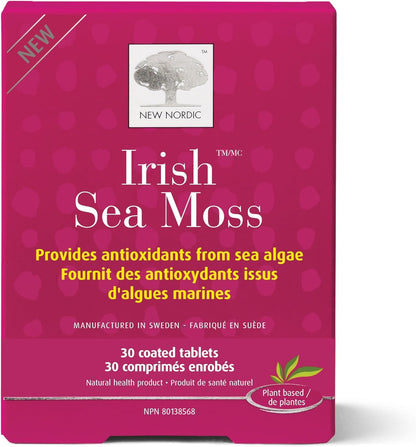 NEW NORDIC Irish Sea Moss Extract - Tri-Algae Complex with Norwegian Kelp and Wakame Seaweed - Vegan & Gluten-free - 30 Tablets