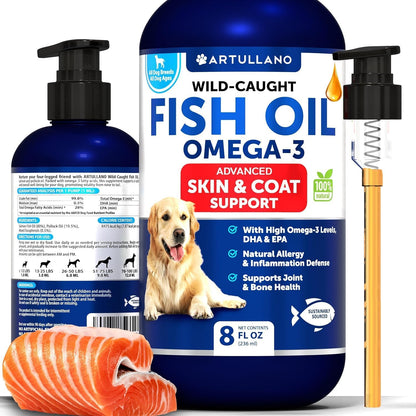 Omega-3 Fish Oil for Dogs - Skin and Coat Support Liquid Supplement - 237 ml