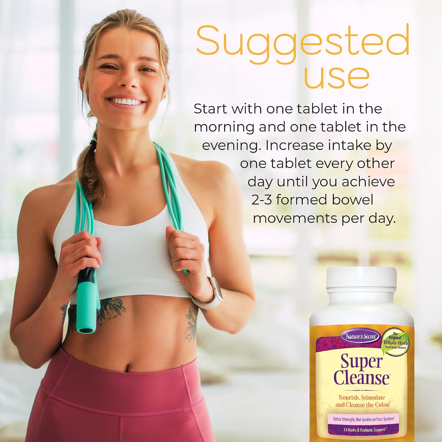 Nature's Secret Super Cleanse - Extra Strength Colon Cleanse with 14 Herbs and Probiotic Support - 200 Tablets - görsel 4