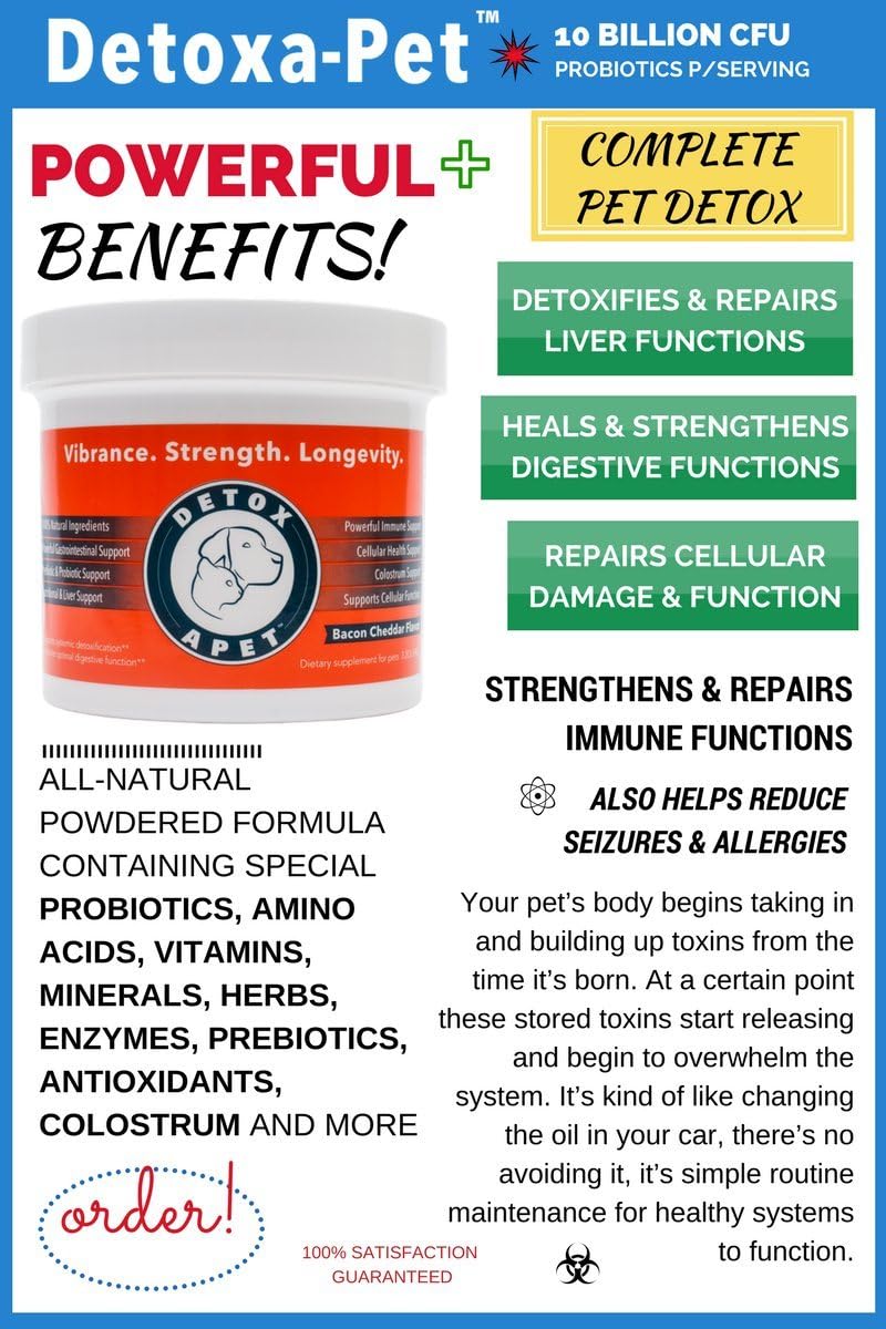 DETOXA-PET Powder - Nutritional Supplement for Dogs & Cats with 10 Billion CFU Probiotics, Enzymes, Herbs, Vitamins, and Minerals - görsel 3