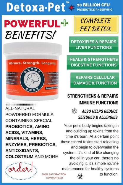DETOXA-PET Powder - Nutritional Supplement for Dogs & Cats with 10 Billion CFU Probiotics, Enzymes, Herbs, Vitamins, and Minerals