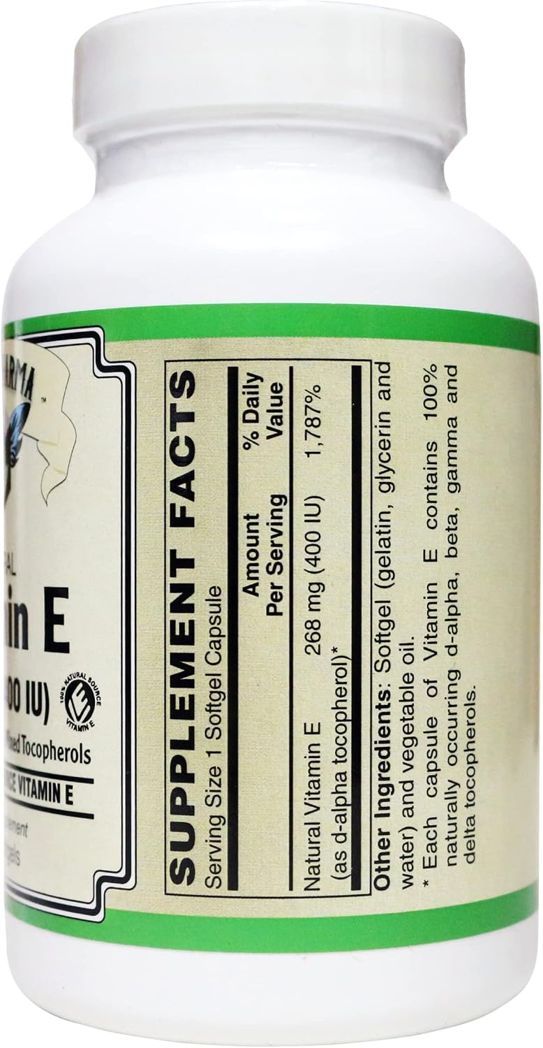 Vitamin E 268 mg (400 IU) 100% Natural Mixed Tocopherols d-Alpha Form (100 Softgels) - görsel 2